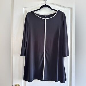 Alfani Black Tunic with White Piping Top